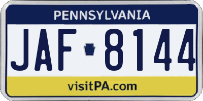 PA license plate JAF8144