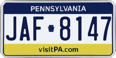 PA license plate JAF8147