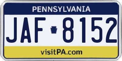 PA license plate JAF8152
