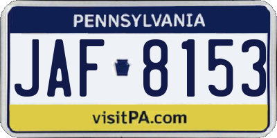 PA license plate JAF8153