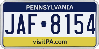 PA license plate JAF8154