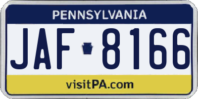 PA license plate JAF8166