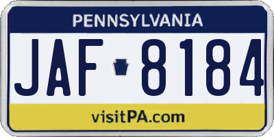 PA license plate JAF8184