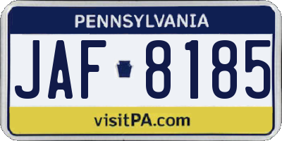 PA license plate JAF8185