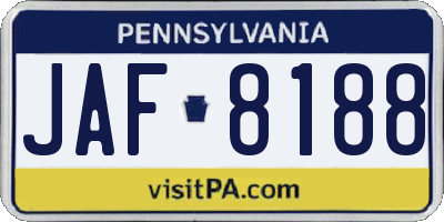 PA license plate JAF8188