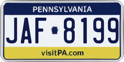 PA license plate JAF8199