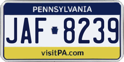 PA license plate JAF8239