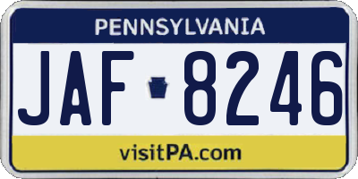 PA license plate JAF8246