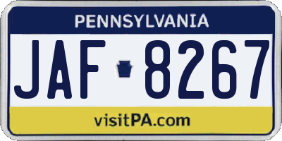 PA license plate JAF8267