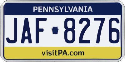 PA license plate JAF8276
