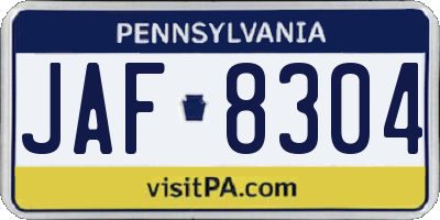 PA license plate JAF8304
