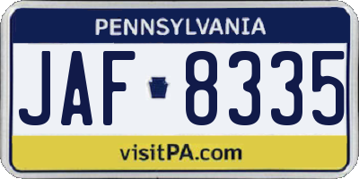 PA license plate JAF8335
