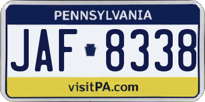 PA license plate JAF8338