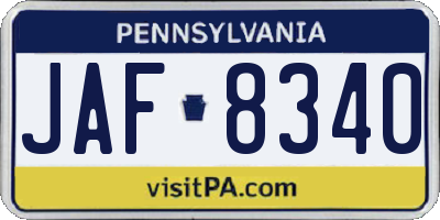 PA license plate JAF8340