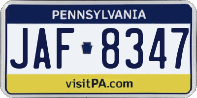 PA license plate JAF8347