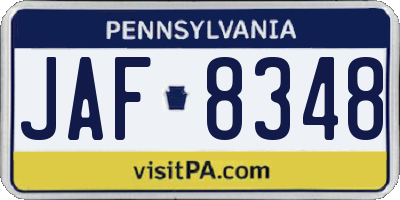 PA license plate JAF8348