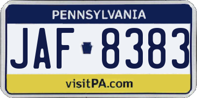 PA license plate JAF8383