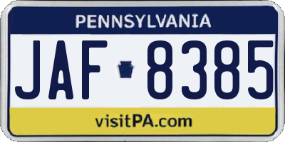 PA license plate JAF8385
