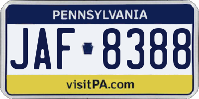 PA license plate JAF8388