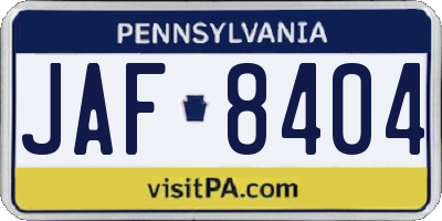 PA license plate JAF8404