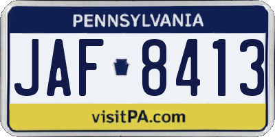 PA license plate JAF8413