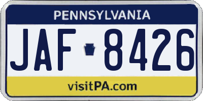 PA license plate JAF8426