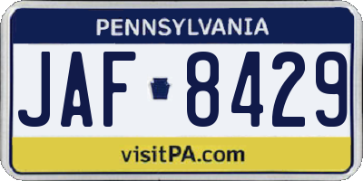 PA license plate JAF8429