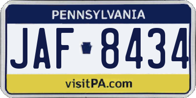 PA license plate JAF8434