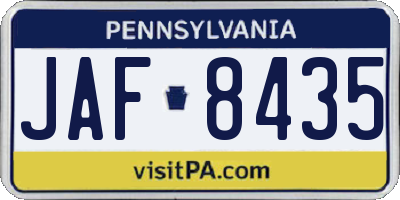 PA license plate JAF8435