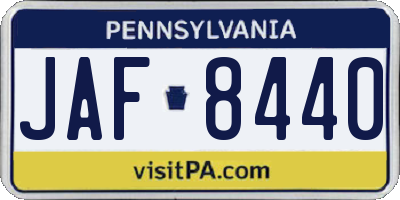 PA license plate JAF8440