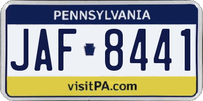 PA license plate JAF8441