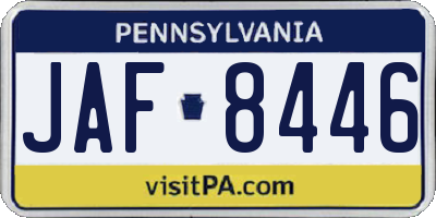 PA license plate JAF8446