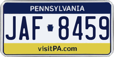 PA license plate JAF8459