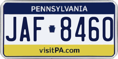 PA license plate JAF8460