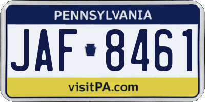 PA license plate JAF8461
