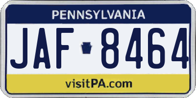 PA license plate JAF8464