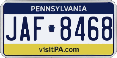 PA license plate JAF8468