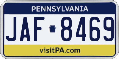 PA license plate JAF8469