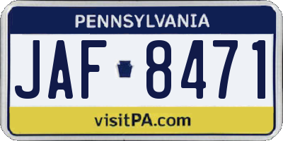 PA license plate JAF8471