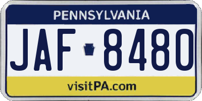 PA license plate JAF8480