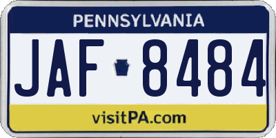 PA license plate JAF8484