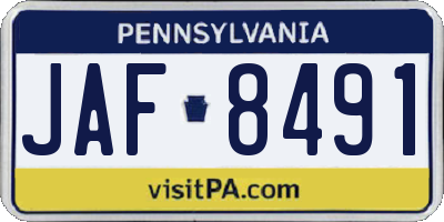 PA license plate JAF8491