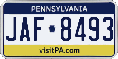 PA license plate JAF8493