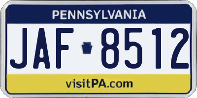 PA license plate JAF8512