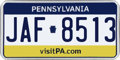 PA license plate JAF8513