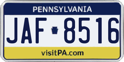 PA license plate JAF8516