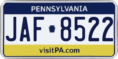 PA license plate JAF8522