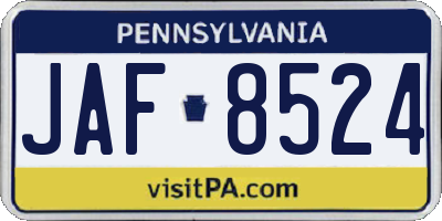PA license plate JAF8524