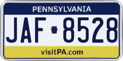 PA license plate JAF8528