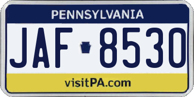 PA license plate JAF8530